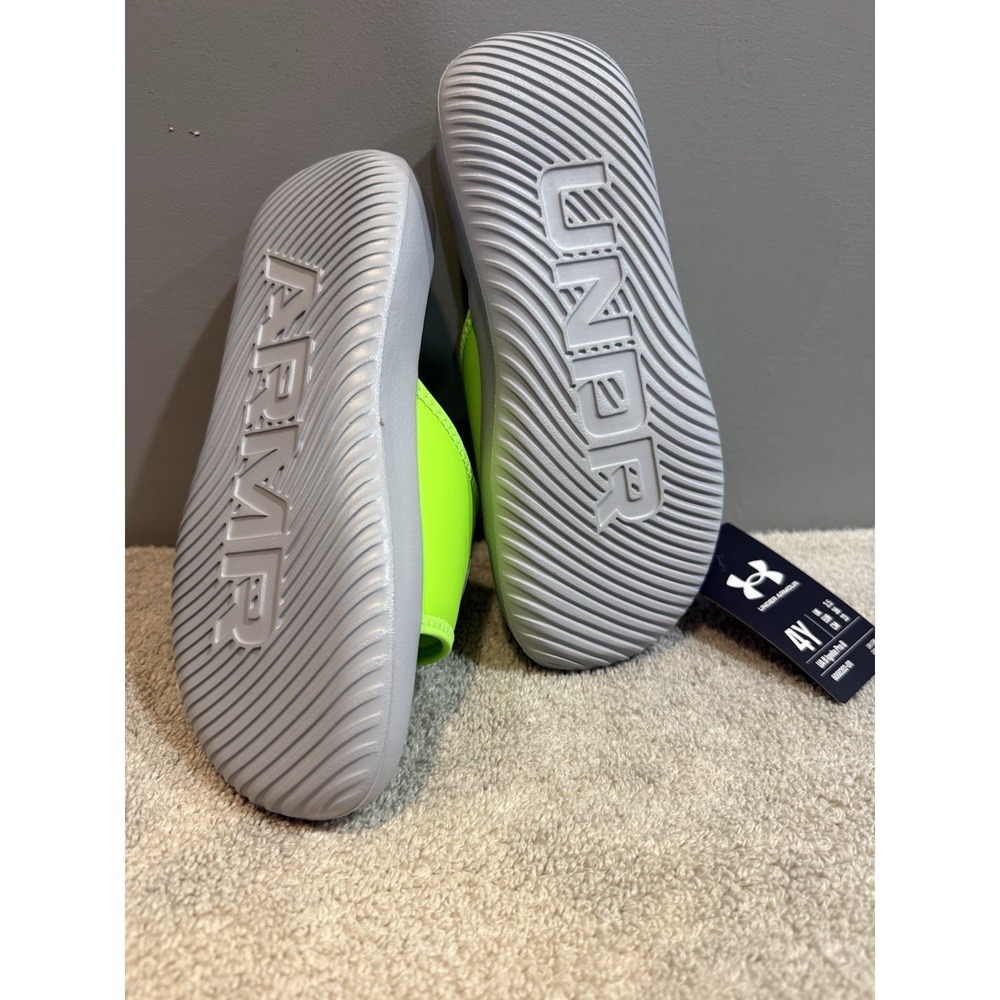 Fluorescent Yellow Youth Size 4Y Under Armour Adjustable Slides (G Ignite Pro8) - Picture 2 of 3